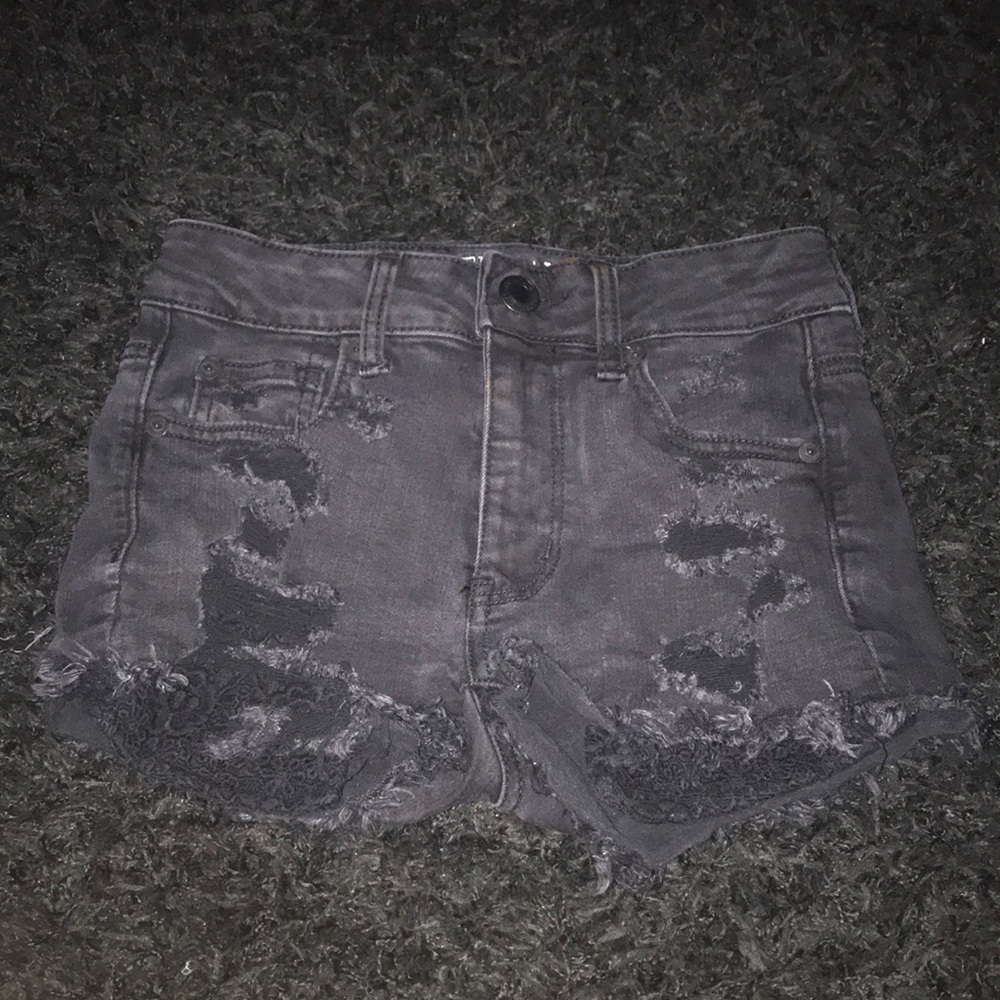 American eagle high-rise shortie denim shorts